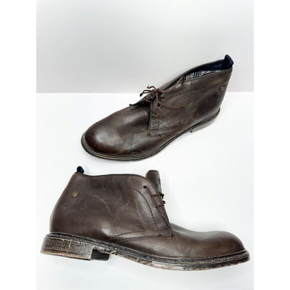 Base London Men’s Shoes Brown Leather Size 8 Lace Up Round Toe Casual - Picture 11 of 12
